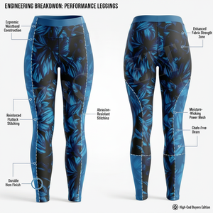 Leggings de yoga personnalisés pour femmes avec logo imprimé, design feuille, compression, fitness, gym, course à pied, haltérophilie - Product Image 2