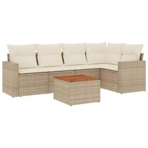 Conjunto de Sofás de Patio con Patas Ajustables Grandes en Ratán Sintético PE Beige, Conjuntos de Jardín - Product Image 2