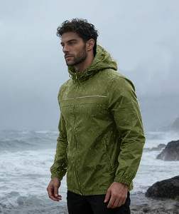 Veste coupe-vent d'hiver longue pour homme, style décontracté, imperméable, légère, avec col montant et capuche, idéale pour l'extérieur – Vente en gros - Product Image 3