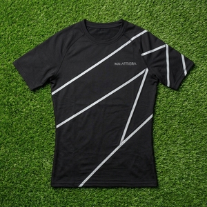 Camiseta de Compresión Negra para Hombre, Manga Corta, con Franja Reflectante, para Gimnasio, Running, Entrenamiento, Ropa Deportiva de Alto Rendimiento - Product Image 5