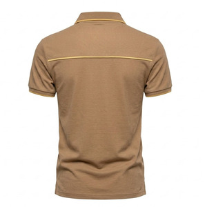 เสื้อเชิ้ตผู้ชาย ผ้าฝ้ายเจอร์ซีย์ 100% คุณภาพสูง ทรงเข้ารูป ลายทางตัดกัน ปักโลโก้ด้านหน้าตามสั่ง สไตล์วินเทจ ระบายอากาศได้ดี - Product Image 4