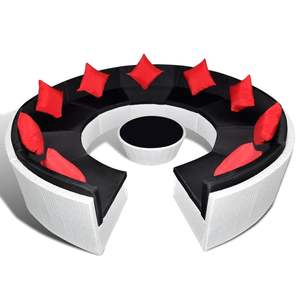 Juego de 10 Muebles de Jardín para Patio en Blanco, Negro y Rojo - Product Image 3