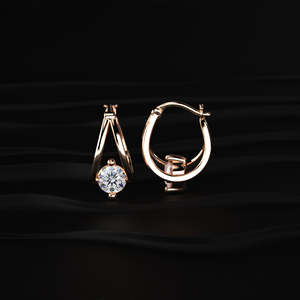 Round Cut Moissanite Hoop Drop <b>Earrings</b> 1.20 TCW Colorless VVS 14K Gold 0.60 Carat Solitaire Dangle Hinged Snap <b>Back</b> Jewelry Gif - Product Image 2