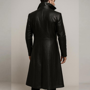 Black Gothic <b>Long</b> <b>Coat</b> PU Leather <b>Men</b>’s Trench <b>Coat</b> Halloween Costume - Product Image 2
