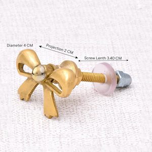 Wholesale Handmade <b>Brass</b> Bow Cabinet <b>Knobs</b> Gold Drawer Door Pulls Decorative Vintage Furniture Handles Dresser Hardware - Product Image 2