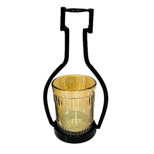 เชิงเทียนเหล็กสำหรับใส่ชาพร้อมแก้วสีเหลือง - Product Image 1