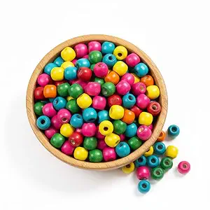 Nouvelles perles rondes en bois multicolores faites à la main FAIZA CRAFT FC-8395 pour la fabrication de bijoux, taille personnalisée, emballées dans une boîte - Product Image 2