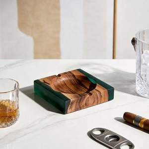 Premium Quality Handcrafted Wood Resin Classic Square Ashtray for Cigar Smoking Home Office & Bar Use - Product Image 2