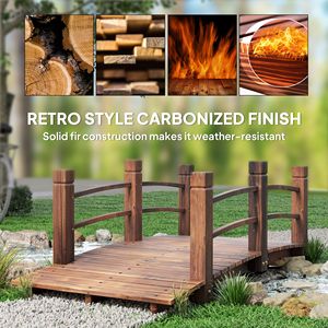Ponte da Giardino in Legno di Abete Colorato da 1,5 m con Passerella ad Arco e Ringhiere Laterali per Giardini e Fiumi - Product Image 4
