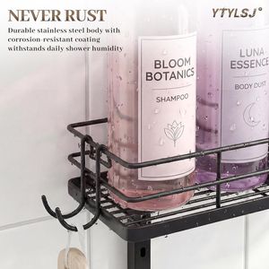 Portaoggetti da doccia a 4 livelli regolabile in acciaio inossidabile con soffione doccia a mano per organizzare gli scaffali del bagno - Product Image 6