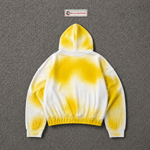 Sweat-shirt à capuche zippé dégradé jaune et blanc, coupe oversize, streetwear unisexe, veste à capuche ombrée premium, fermeture éclair intégrale, effet vintage délavé - Product Image 6