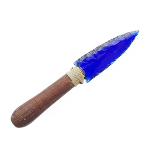 Cuchillo de cristal con mango de obsidiana azul de alta calidad, hoja tallada a mano con punta de flecha, decoración espiritual, decoración para brujas, venta al por mayor - Product Image 5