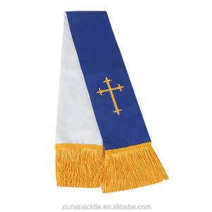 Écharpe Cérémonielle Chrétienne Personnalisée pour Prêtre avec Pompons Style Moderne 100% Polyester - Product Image 4