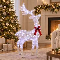 Décoration de Noël en forme de renne lumineux sur pied avec LED blanc froid et guirlande scintillante pour la décoration de la véranda de la maison