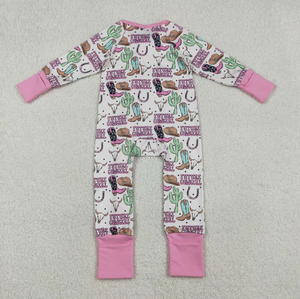 Combinaisons convertibles à fermeture éclair bidirectionnelle pour bébés garçons et filles, style bottes western avec motif vaches - Product Image 3
