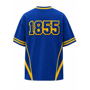 ซิกมา ชิ 1855 เสื้อยืดแขนสั้นสีน้ำเงินสีเหลืองคอนทราสต์ทริมโอ-เนคทรงปกติเสื้อผ้าลำลองสำหรับบุรุษสไตล์กรีก - Product Image 2