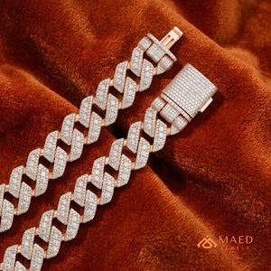 สร้อยคอโมอิสซาไนต์ชุบทองคำสีกุหลาบ ดีไซน์แบบ Cuban Link  เครื่องประดับแฟชั่นสำหรับผู้หญิงและผู้ชาย  สไตล์นิวยอร์ก  งานละเอียด  ดูทันสมัย - Product Image 5