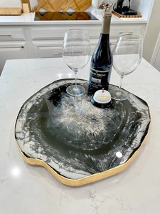Resin Cake Stand Natural <b>Stones</b> 12.6 Inch Food Safe Tray Unique Handmade Eco-Friendly Serving Platter - Product Image 3