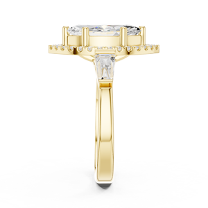 Anillo de Lujo de Oro Amarillo de 14K con Diamante Cultivado en Laboratorio Certificado por IGI de 2 CT, Corte Marquesa y Corte Baguette Lateral, para Aniversario, Boda o Compromiso - Product Image 4