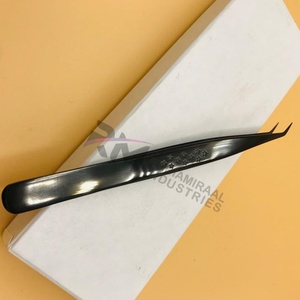 Pince à épiler pour extensions de cils en acier inoxydable noir RMI, pointe lisse 10 mm, antistatique, emballage en boîte cartonnée, étui magnétique - Product Image 5