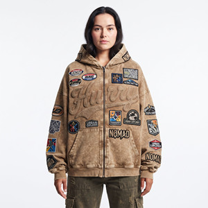 Sudadera con Capucha para Mujer, de Algodón, con Bordado y Parches, Estilo Casual Urbano, Manga Larga, Transpirable, para Invierno, con Forro Polar - Product Image 1