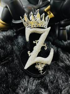 Iced Out Custom Letter Moissanite Diamond Pendant Hip Hop 925 <b>Silver</b> Bing Crown Design Statement Birthday Gift Pendant - Product Image 5