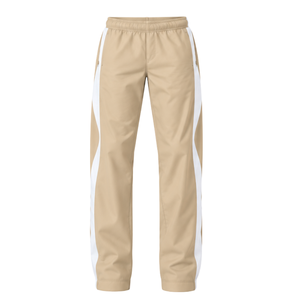 Beige White Hooded Tracksuit Set Full Zip <b>Jacket</b> <b>Straight</b> Leg Pants Custom Casual Athletic Training Sportswear Two Piece Set - Product Image 3
