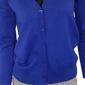 Cardigan en polaire unisexe Zeta bleu roi à col en V, style universitaire Soro personnalisé, pull à manches longues boutonné, décontracté pour l'hiver - Product Image 2