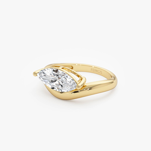 Bague de fiançailles en or rose avec diamant taille marquise, bijou solitaire classique pour femme - Product Image 2