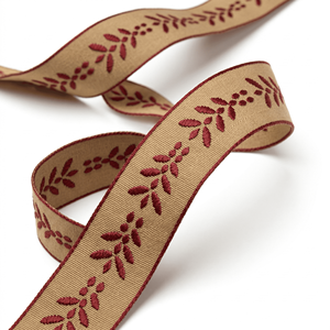 ริบบิ้นปักลายดอกไม้จากนีลคามัล อินดัสทรีส์ ขนาด 25 มม. ริบบิ้นลายปอกระเจาสไตล์เรียบง่าย สำหรับห่อของขวัญ ทำโบว์ และตกแต่ง - Product Image 2