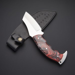 Cuchillo de Cocina Personalizado Hecho a Mano con Hoja Fija, Acero D2, Mango de Resina, Funda de Cuero, Cuchillo EDC para Camping al Aire Libre, OEM ODM - Product Image 1