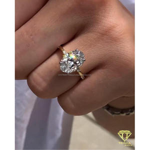 Luxury <b>Moissanite</b> Diamond 925 Silver <b>Oval</b> Center Stone <b>Ring</b> Classic <b>Engagement</b> Jewelry For Jewelry Suppliers - Product Image 5