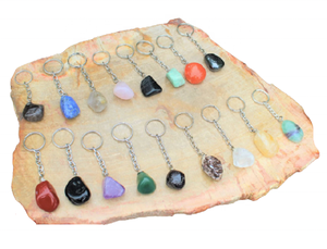 Piedra de alta calidad Multi piedra cayó cuentas de piedras preciosas Charka curación envuelto piedra preciosa cristal llavero curación mayorista - Product Image 4