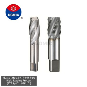 J32.SpT.Hc-15 - Machos de roscar rígidos para tuberías PTF de 1/4, 3/8, 1/2, 3/4, 1 pulgada - Machos de roscar Dryseal, Dryseal, con rosca - Ranuras en espiral - HSS-Co - JIS - Product Image 1