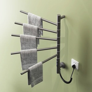 Porte-serviettes mural en acier inoxydable à 5 niveaux, design moderne pour salle de bain, chauffe-serviettes 100x60cm, résistant à la rouille, en métal - Product Image 1