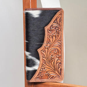 2025 Wholesale Hand <b>Tooled</b> <b>Leather</b> Bi- Fold RFID Blocking Wallet High Quality Genuine Cowhide <b>Leather</b> Long Wallets for Men's - Product Image 4