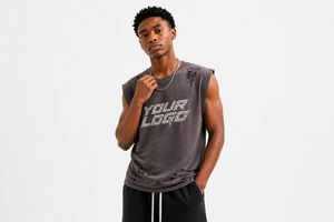 Wholesale Custom Logo Vintage Washed Ripped <b>Muscle</b> <b>T</b>-<b>Shirt</b> for <b>Men</b> Distressed Sleeveless Tank Top For Gym - Product Image 2