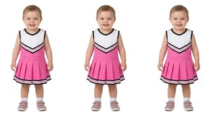 Uniformes de cheerleading en gros, commandes en gros, couleurs scolaires personnalisées, noir, rose, blanc, designs sublimés, uniformes de cheerleading pour tout-petits - Product Image 5
