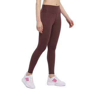 Leggings de Cintura Alta sin Costuras, Color Sólido, Elásticos, Transpirables, de Punto, Spandex, Poliéster, Ecológicos, Básicos para Mujer - Product Image 4