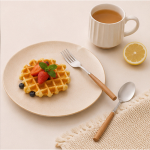 Juego de Cubiertos de Acero Inoxidable de Alta Calidad con Mango de Madera Natural, Juego de Cubiertos Pulidos a Espejo Personalizados para el Hogar y Hoteles - Product Image 2