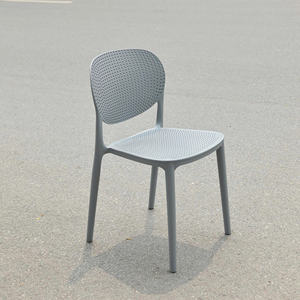 Chaise de jardin en plastique moulé gris haut de gamme moderne avec trous - Imperméable, durable, confortable et empilable, mobilier d'extérieur - Product Image 2