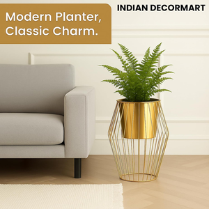 Gold Metal Plant <b>Stand</b> with Flower <b>Pot</b> Indoor Decorative Planter Plant Holder for Living Room Office Home Garden Decoration - Product Image 3