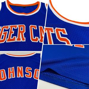 Maillot de basket-ball brodé par sublimation personnalisé de haute qualité fabriqué en usine maillot en maille de polyester tricot côtelé bleu noir-blanc - Product Image 2