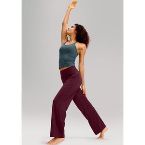 2025 pantalones de trabajo de Yoga de pierna ancha para mujer con bolsillos pantalones de chándal de salón de cintura alta pantalones de vestir vino para tallas pequeñas/altas 28 + - Product Image 2