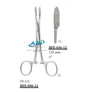 Pinzas para suturas tipo Pean, modelo 12 cm, con puntas dentadas, agarre atraumático, instrumento quirúrgico de acero inoxidable - Product Image 1