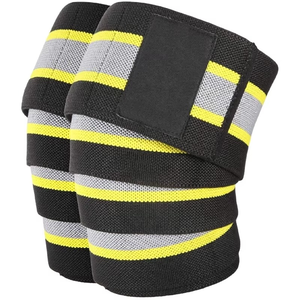 Professional <b>Elastic</b> Cotton <b>Knee</b> Wraps With Custom Logo Protective Brace <b>Support</b> Weightlifting Workout Bodybuilding Gym Fitness - Product Image 1
