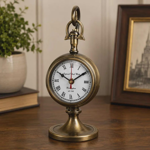Antique Brass Hanging <b>Desk</b> <b>Clock</b> Vintage Roman Numeral Tabletop Timepiece Classic Decorative <b>Clock</b> for Home & Office - Product Image 6