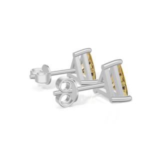 Silver Plated Sterling Silver Trillion Cut Prong <b>Citrine</b> Stud <b>Earrings</b> Classic Women's Jewelry 1.5g Heerani Jewels - Product Image 3