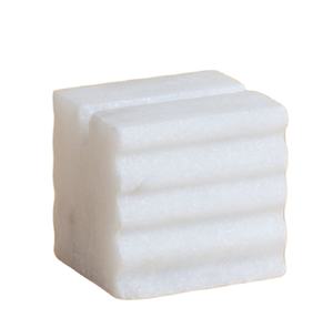 Handcrafted <b>White</b> Marble Card Holder Stand Wavy Textured Design for <b>Desk</b> Office Tabletop Business Display Natural Stone Organize - Product Image 1