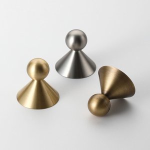 Antique <b>Gold</b> Brass <b>Disc</b> Durable Modern Cabinet Knob Layered Edge Short Pedestal Base Custom Height Kitchen Cabinets Wardrobes - Product Image 6